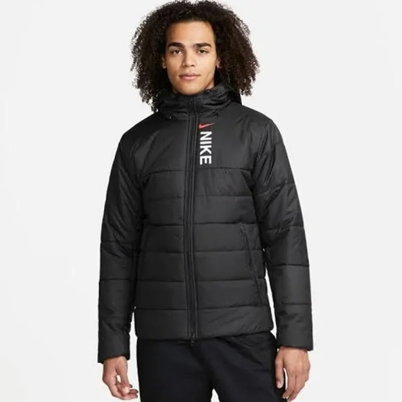 Nike Therma Fit Synthetic Fill Puffer Jacket Coat Hooded Black Mens-XLarge